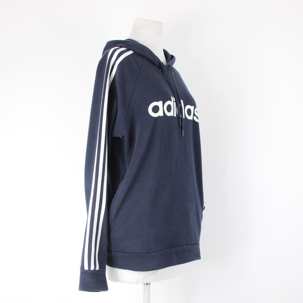 Adidas Sz S Navy Blue White Sleeve Stripes Adidas Logo Sweatshirt Hoodie Top