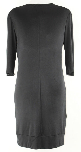 Maria Bianca Nero Sz L Black Sequin Neckline Polyester Lined Silk Knit Dress