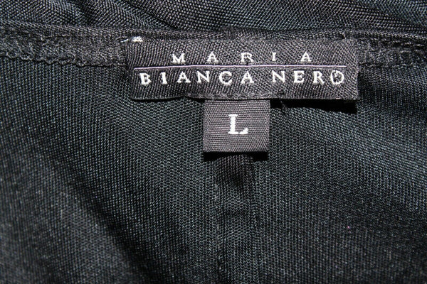 Maria Bianca Nero Sz L Black Sequin Neckline Polyester Lined Silk Knit Dress