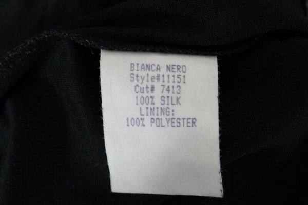 Maria Bianca Nero Sz L Black Sequin Neckline Polyester Lined Silk Knit Dress