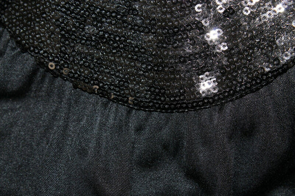 Maria Bianca Nero Sz L Black Sequin Neckline Polyester Lined Silk Knit Dress