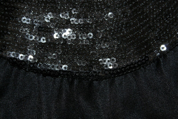 Maria Bianca Nero Sz L Black Sequin Neckline Polyester Lined Silk Knit Dress