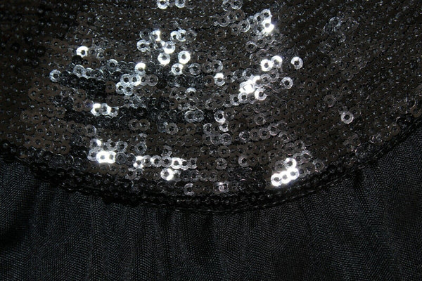 Maria Bianca Nero Sz L Black Sequin Neckline Polyester Lined Silk Knit Dress