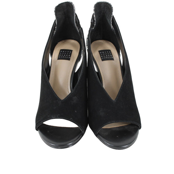 White House Black Market NEW $100 Grace Sz 5.5 M Black White Reptile 3.5" Heels