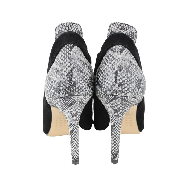 White House Black Market NEW $100 Grace Sz 5.5 M Black White Reptile 3.5" Heels