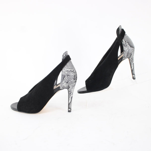 White House Black Market NEW $100 Grace Sz 5.5 M Black White Reptile 3.5" Heels