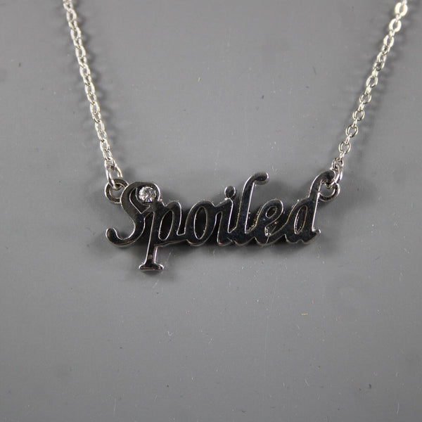 SPOILED NEW Name Silvertone Rhinestone 14.5" w 4.5" Multi Ring Ext Necklace