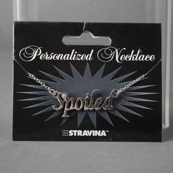 SPOILED NEW Name Silvertone Rhinestone 14.5" w 4.5" Multi Ring Ext Necklace
