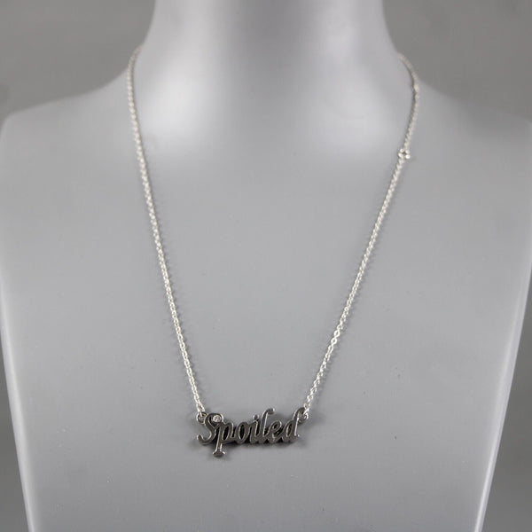 SPOILED NEW Name Silvertone Rhinestone 14.5" w 4.5" Multi Ring Ext Necklace