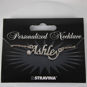 ASHLEY NEW Name Silvertone Rhinestone 14.5" w 4.5" Multi Ring Extender Necklace