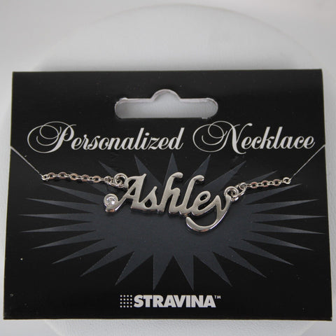 ASHLEY NEW Name Silvertone Rhinestone 14.5" w 4.5" Multi Ring Extender Necklace