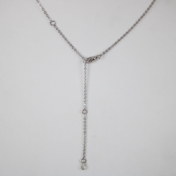 ASHLEY NEW Name Silvertone Rhinestone 14.5" w 4.5" Multi Ring Extender Necklace