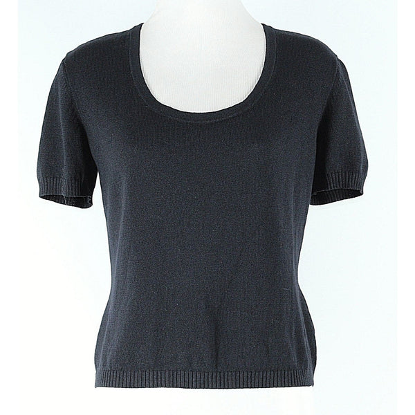 St John Sport Size S Black Scoop Neck Wool Blend Pullover AS IS Sweater Top