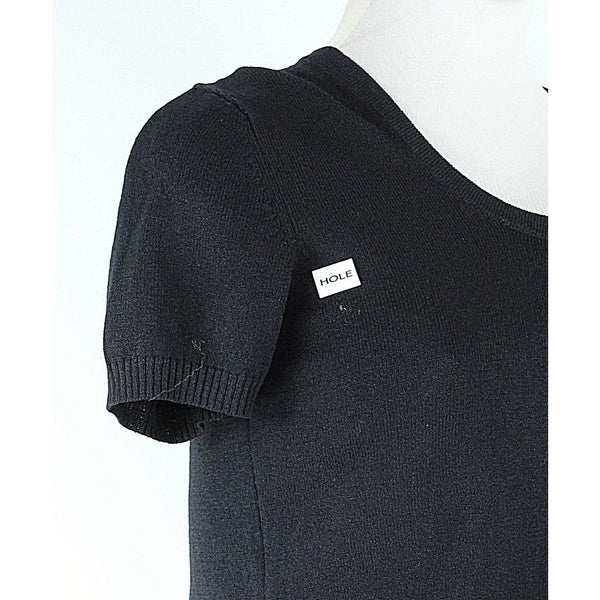 St John Sport Size S Black Scoop Neck Wool Blend Pullover AS IS Sweater Top