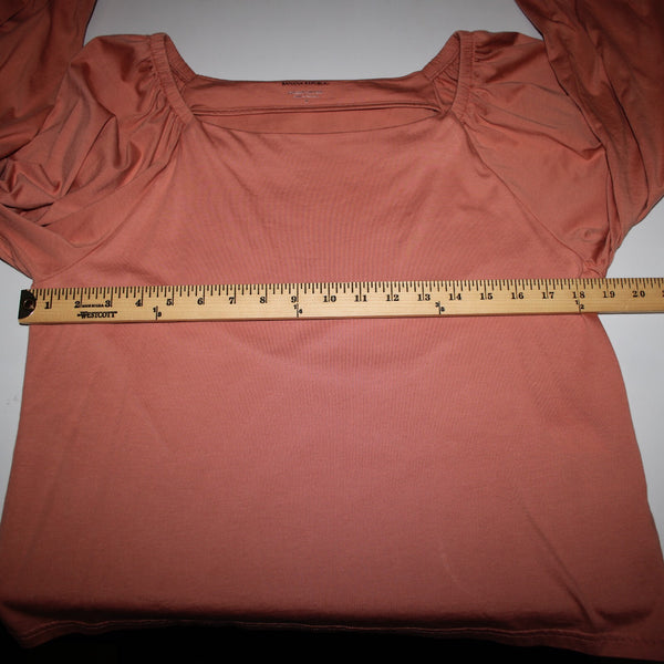 Banana Republic Sz M Orange Square Neck Full Long Sleeve 100% Supreme Cotton Top