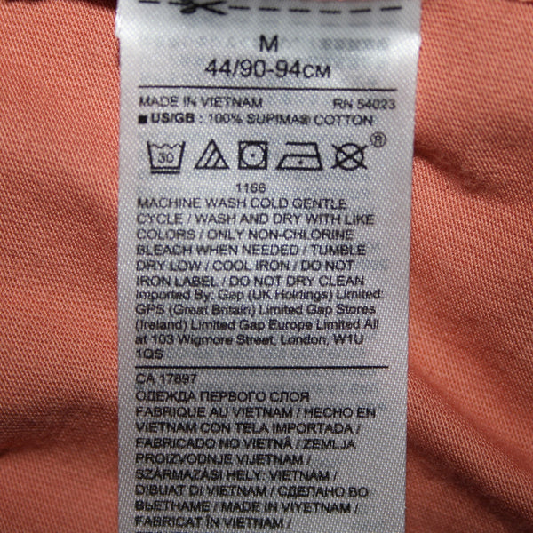 Banana Republic Sz M Orange Square Neck Full Long Sleeve 100% Supreme Cotton Top