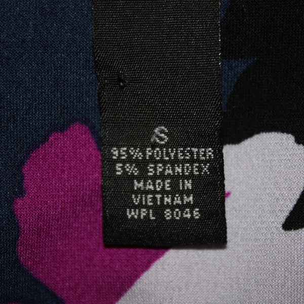 Alfani Top Sz S Navy Blue White Purple Ruched Side Asymmetrical Poly Spandex Top