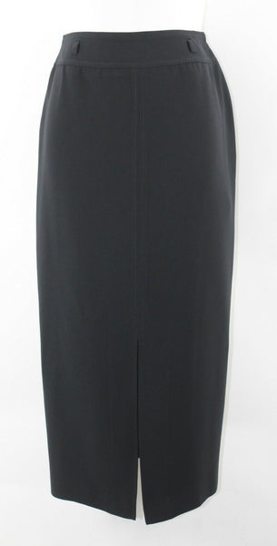 Worthington Sz 8P Black Front Split Skinny Loops 100% Poly Straight Skirt