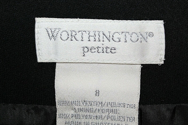 Worthington Sz 8P Black Front Split Skinny Loops 100% Poly Straight Skirt