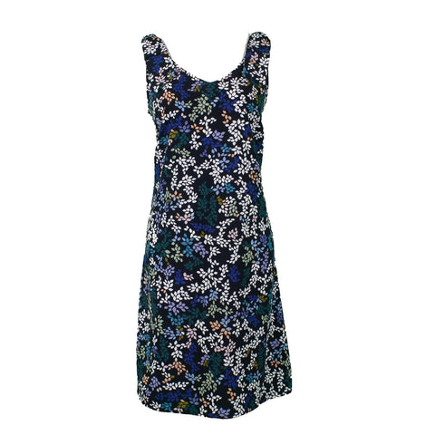 Cabi Sz S Navy Blue Multi Double V Bow Straps A Line Pullover Poly Woven Dress