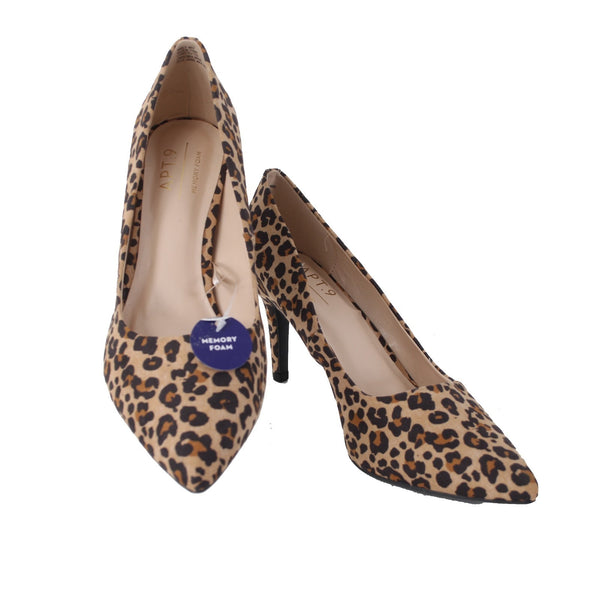 Apt 9 Heels NEW Tinsleyy Cheetah Sz 9 M Brown Black Animal Print Fabric 3" Heels