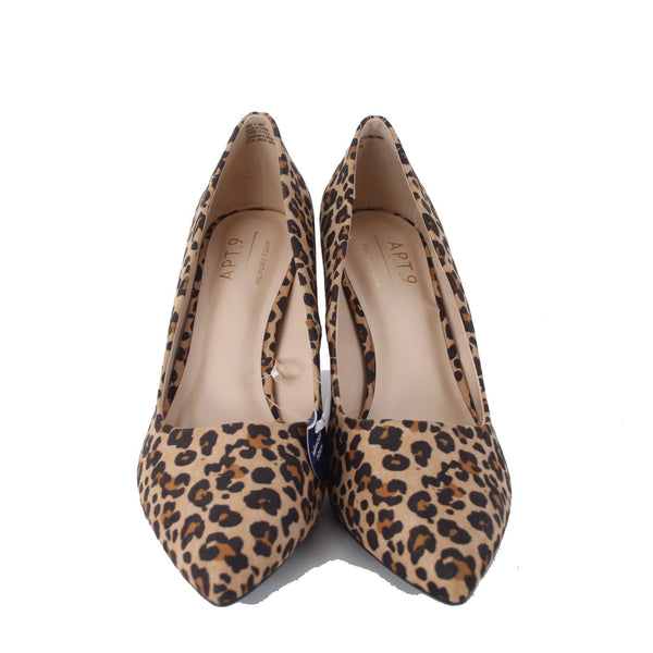 Apt 9 Heels NEW Tinsleyy Cheetah Sz 9 M Brown Black Animal Print Fabric 3" Heels