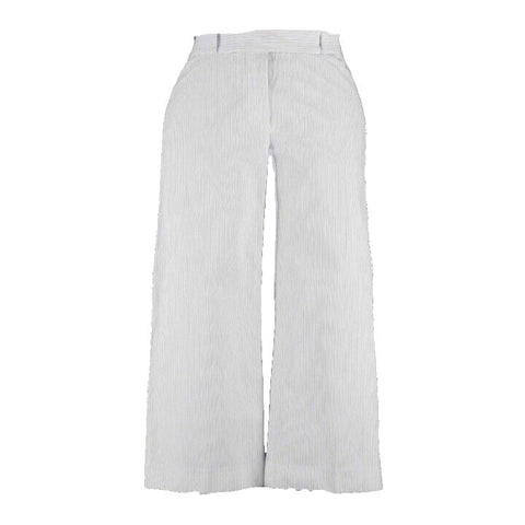 Celine Sz 40 x 22 White Multi Pin Stripe Crop Wide Leg 100% Cotton Pant