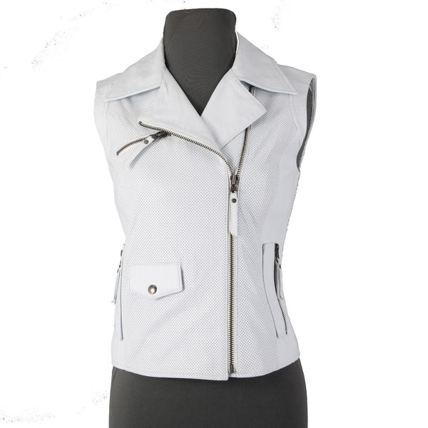 Truth And Pride Vest Sz XS Whiter Pockets Zipper 100% Leather Poly Lined Vest