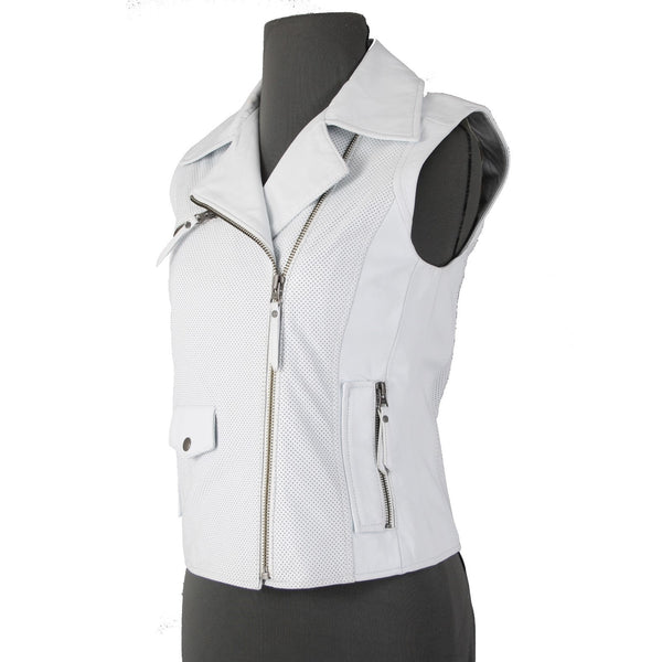 Truth And Pride Vest Sz XS Whiter Pockets Zipper 100% Leather Poly Lined Vest