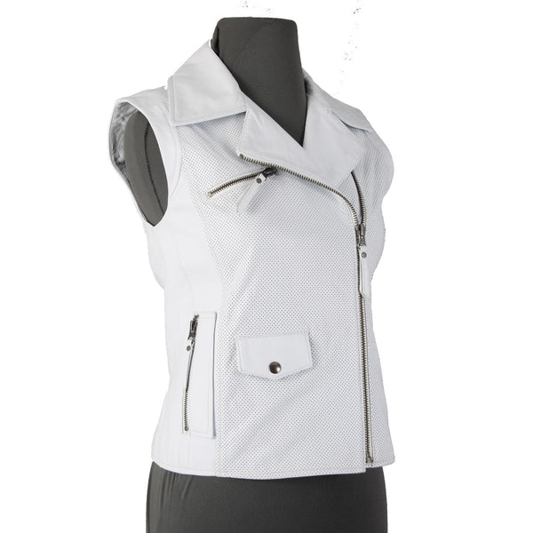 Truth And Pride Vest Sz XS Whiter Pockets Zipper 100% Leather Poly Lined Vest