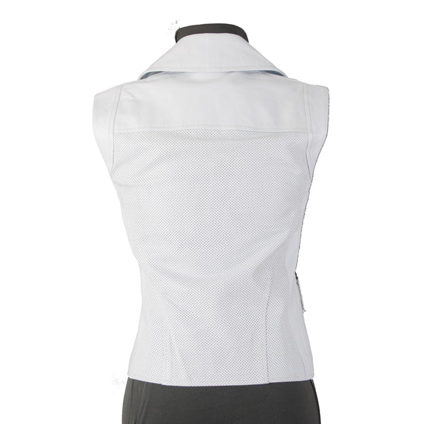 Truth And Pride Vest Sz XS Whiter Pockets Zipper 100% Leather Poly Lined Vest