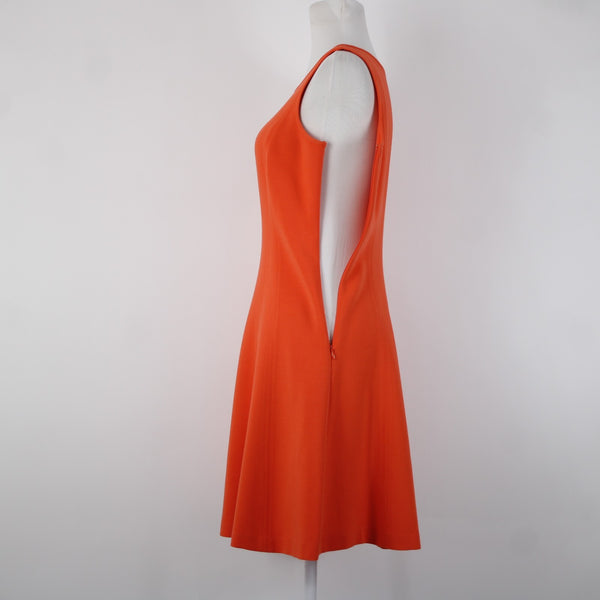 Ann Taylor Loft Sz 2 Orange Sleeveless Unlined Fit N Flare Polyester Rayon Dress