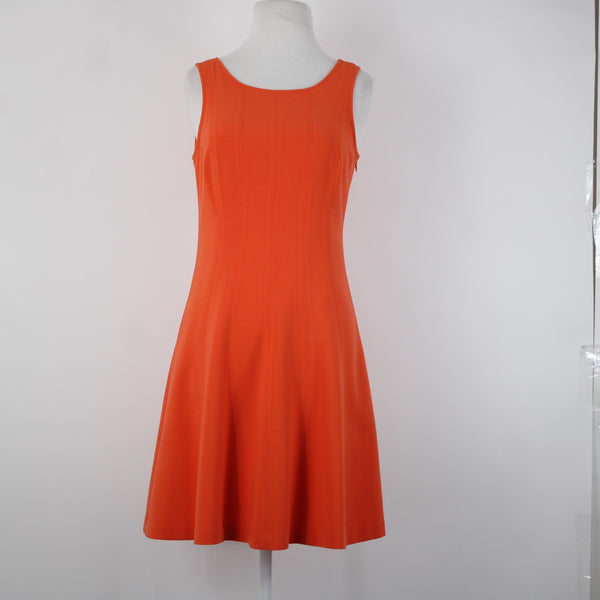 Ann Taylor Loft Sz 2 Orange Sleeveless Unlined Fit N Flare Polyester Rayon Dress