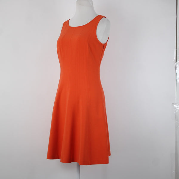Ann Taylor Loft Sz 2 Orange Sleeveless Unlined Fit N Flare Polyester Rayon Dress