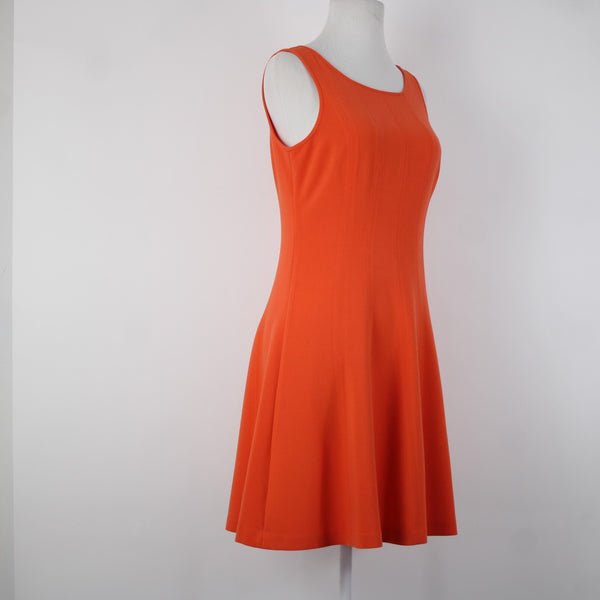 Ann Taylor Loft Sz 2 Orange Sleeveless Unlined Fit N Flare Polyester Rayon Dress