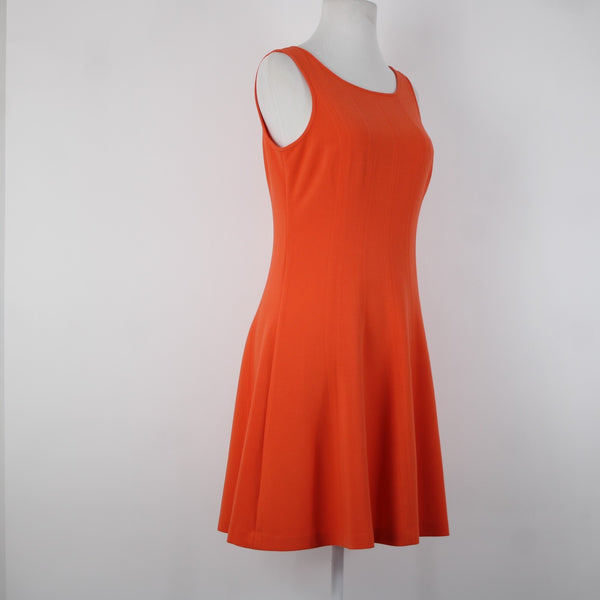 Ann Taylor Loft Sz 2 Orange Sleeveless Unlined Fit N Flare Polyester Rayon Dress