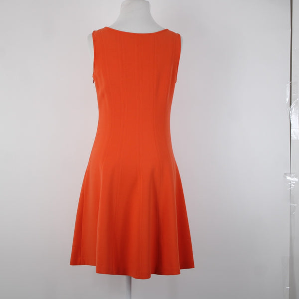 Ann Taylor Loft Sz 2 Orange Sleeveless Unlined Fit N Flare Polyester Rayon Dress