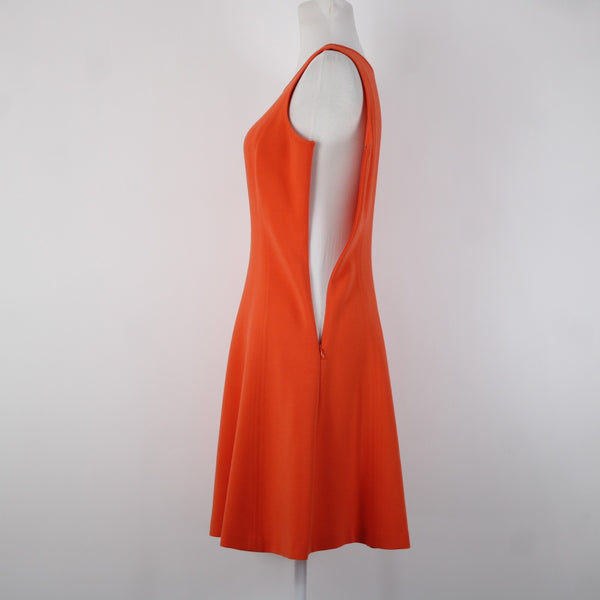 Ann Taylor Loft Sz 2 Orange Sleeveless Unlined Fit N Flare Polyester Rayon Dress