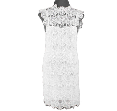 Intimately Free People NEW $98 Sz S White Lined Lace Cotton Blend Dress