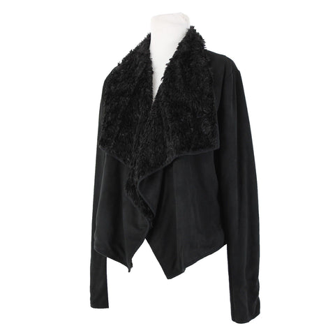 Piko 1988 Sz L Black Faux Fur Inside Polyester Spandex Wrap Sweater