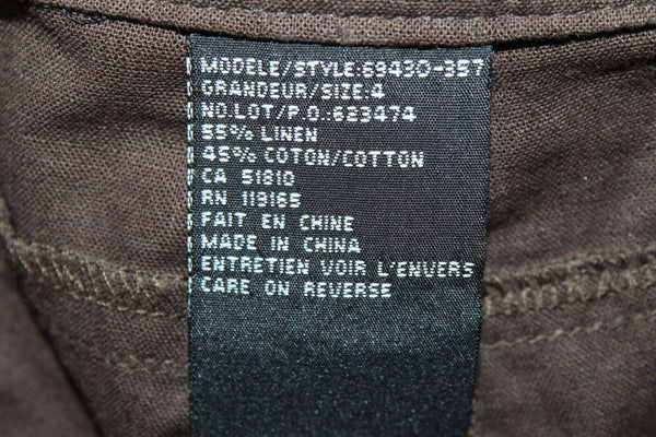 Tribal Favorite NEW $80 Sz 4 X 13 Chocolate Brown Linen Blend Below Waist Short