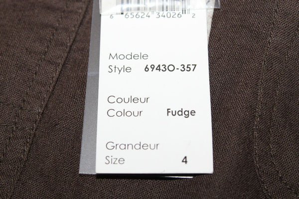 Tribal Favorite NEW $80 Sz 4 X 13 Chocolate Brown Linen Blend Below Waist Short