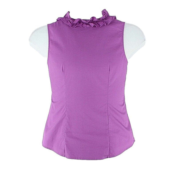 Merona Sz S Purple Ruffle Button Front Cotton Nylon Spandex Top