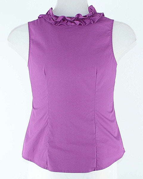 Merona Sz S Purple Ruffle Button Front Cotton Nylon Spandex Top