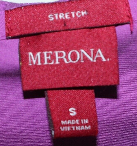 Merona Sz S Purple Ruffle Button Front Cotton Nylon Spandex Top