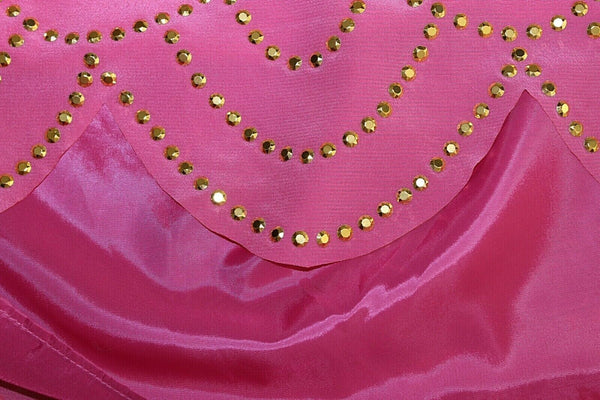 Trina Turk 6 Pink Gold Scalloped Rhinestones Hem 100% Silk Poly Lined Dress