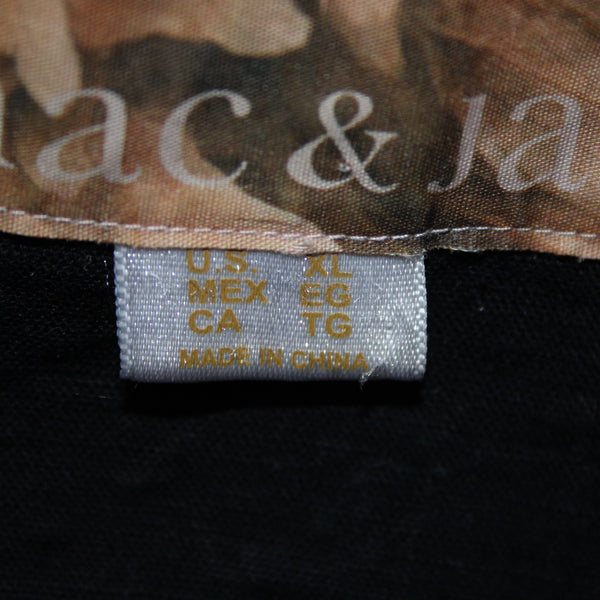 Mac & Jac Sz XL Black Linen Blend 3/4 Slv Pockets Peplum Button & Collar Jacket