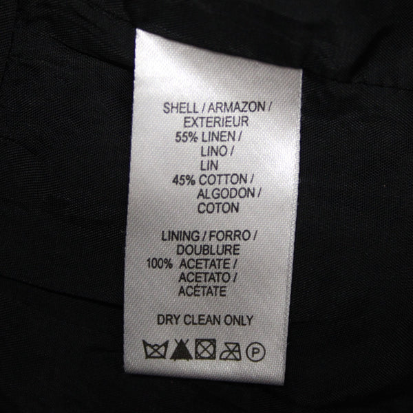 Mac & Jac Sz XL Black Linen Blend 3/4 Slv Pockets Peplum Button & Collar Jacket