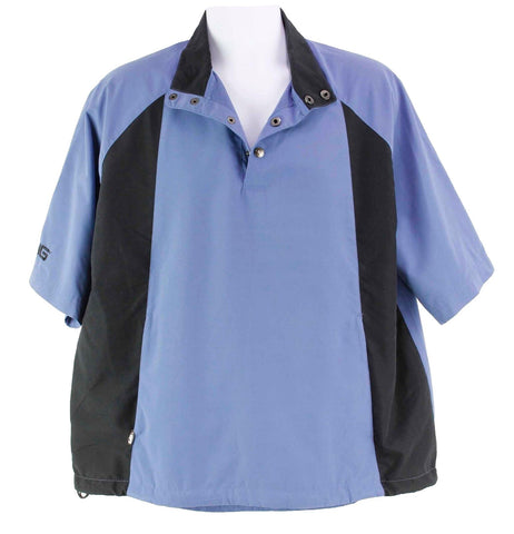 Ping Sz M Blue Black Polyester Short Sleeve Front Zip Pkt Golf Jackt Shirt