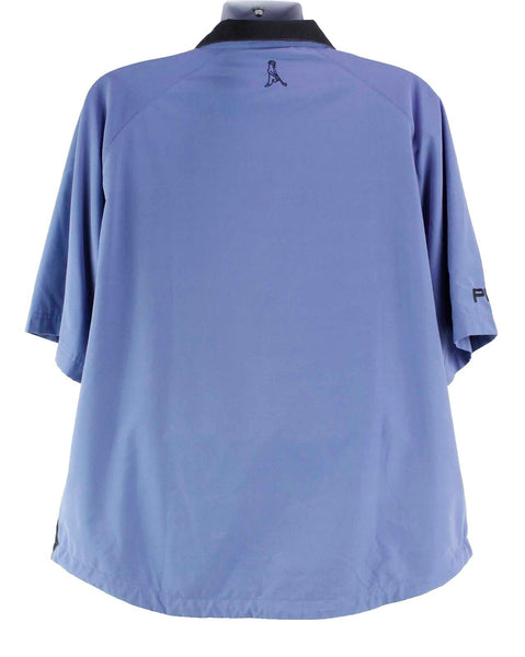 Ping Sz M Blue Black Polyester Short Sleeve Front Zip Pkt Golf Jackt Shirt